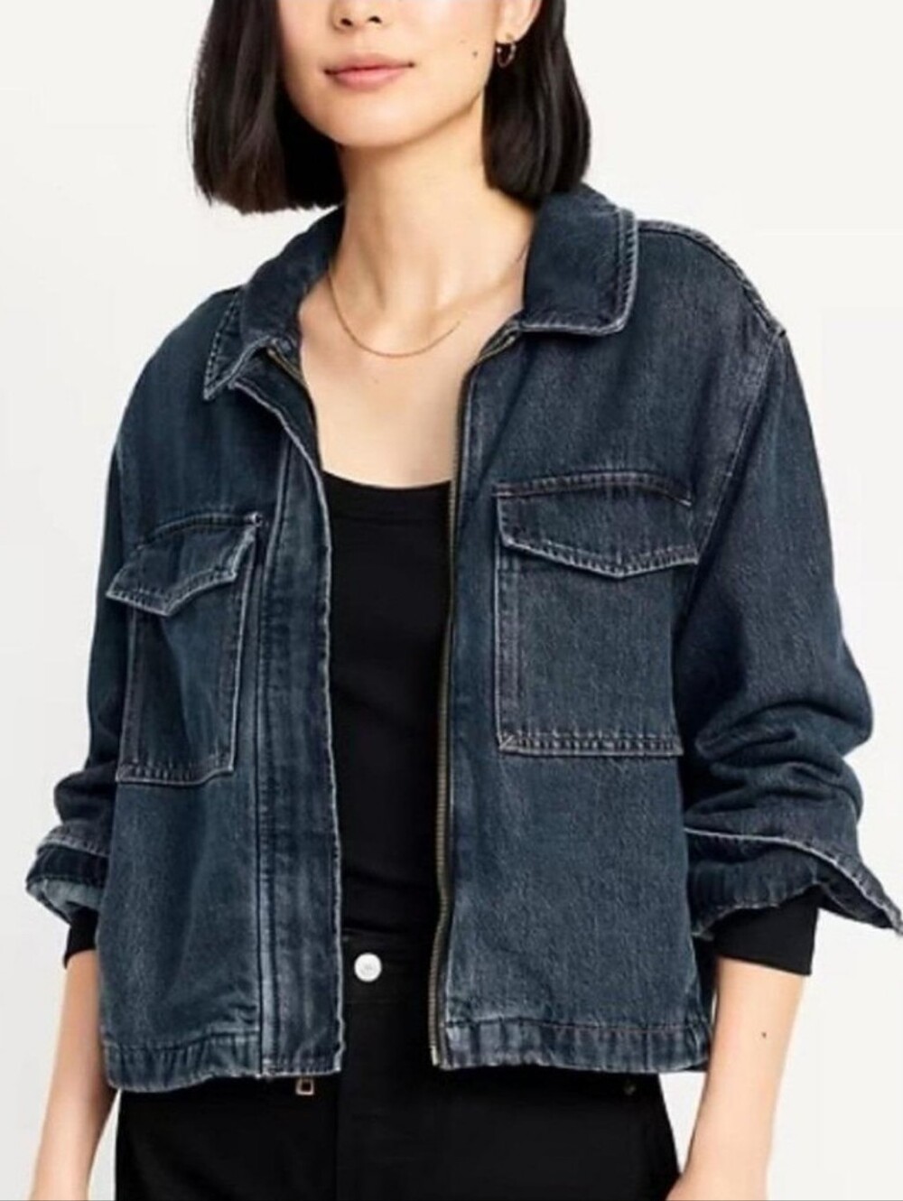 Old Navy Plus Size Shacket Denim Dark Wash Utility Size 3X
